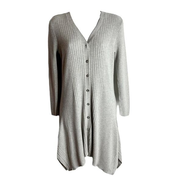 H by Halston Womens Cardigan Sweater Size S Gray Handkerchief Duster Long Sleeve - Picture 1 of 9